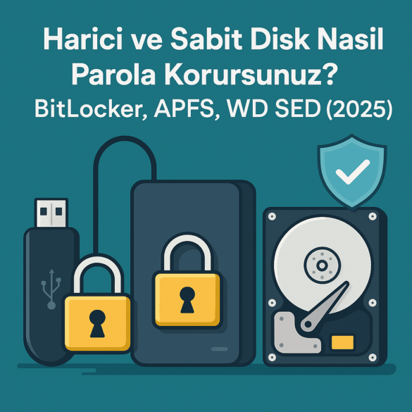 Harici ve sabit disk parola koruma rehberi — BitLocker, APFS ve WD SED 2025