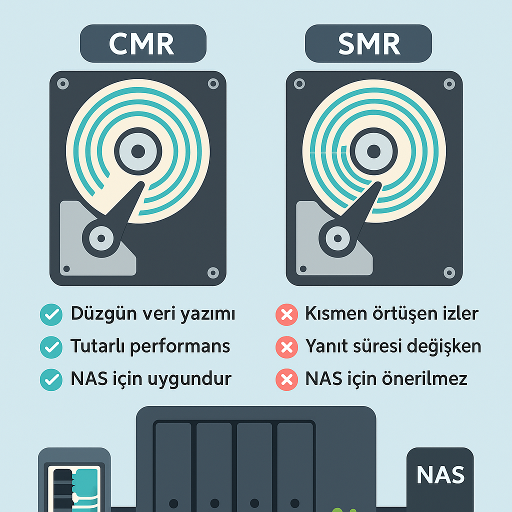 CMR ve SMR disk farkları ve NAS kullanımı 2026