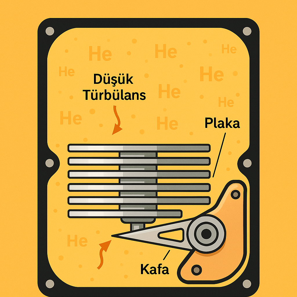 Helyum dolu HDD’de düşük türbülans ve çoklu plaka şeması 2026